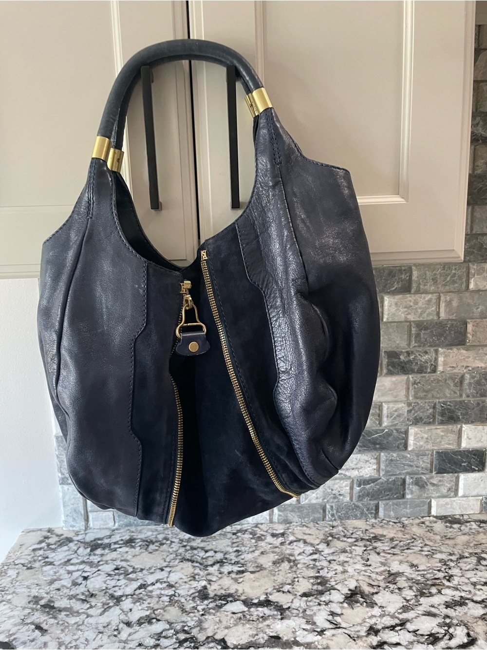 Jimmy Choo Blue Leather Shoulder Bag with Gold-Tone Hardware - Picture 3 of 5